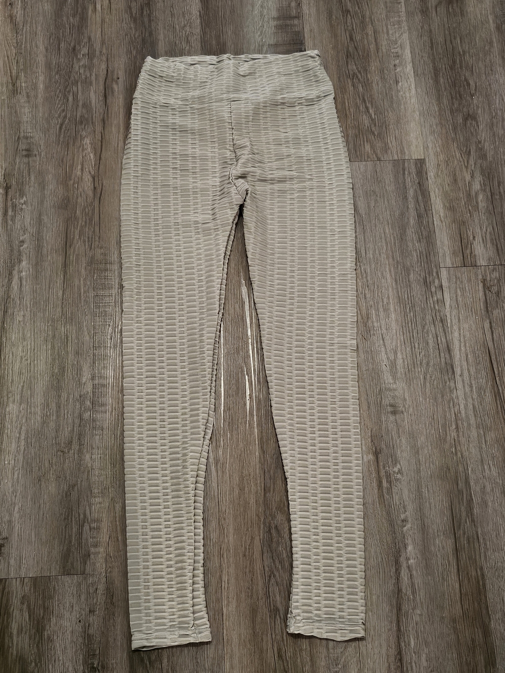 Textured Grey High-Waist Leggings